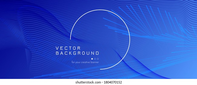 Resumen Futurista Azul. Rayas creativas. 3d Fondo Geométrico. Banner de curva gráfica. Resumen futurista digital. Sitio Web de Líneas de Flujo. Afiche de 3 quinquies con fluidos. Resumen Futurista Azul.