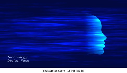 blue futuristic artificial intelligence face background design