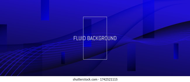 Blue Futuristic Background. Flow Shapes Brochure. Abstract Landing Page. Vector Creative Concept. 