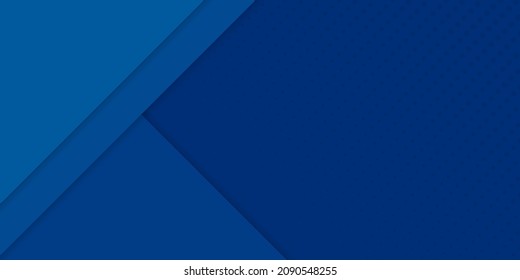 Blue Futuristic Background with Halftone and Geometric Lines. Dark Blue Dotted Pattern with Stripes. Gradient Template Presentation. Abstract Modern Wallpaper Design. Vector Illustration.