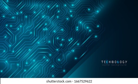 Blue futuristic circuit cyberspace technology abstract vector background. Creative circuit connection tech background. Technology business web banner background.