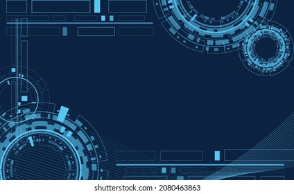 Fondo vectorial abstracto del engranaje futurista azul horizontal 