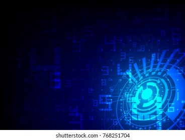 Blue futuristic interface with digits on dark background