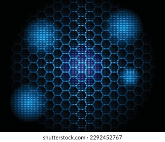 colmena láser futurista azul en forma hexagonal luz de red con fondo de tecnología abstracta punto