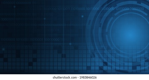 Blue futuristic network technology. Binary code