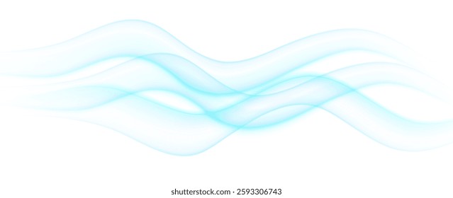 Blue futuristic soft smoke gradient. Air flow. Fresh aroma. Curved lines background.