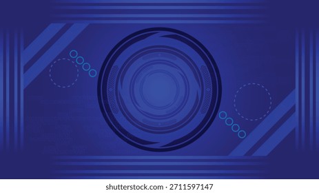 Fondo futurista azul de la tecnología que presenta los Elementos circulares digitales de la interfaz Formas geométricas y detalles abstractos modernos ideales para las cubiertas de las presentaciones de los temas de la tecnología y los proyectos digitales