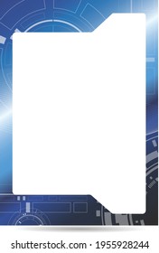 blue futuristic techno abstract background card frame template design