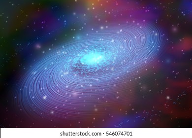 Blaugalaxie. Kosmische Vektorgrafik.