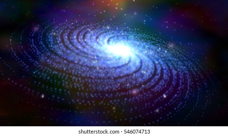 Blue galaxy. Cosmic vector illustration.