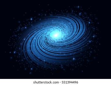 Blue galaxy. Cosmic vector illustration.