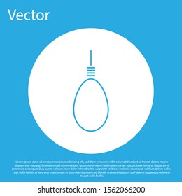 Blue Gallows rope loop hanging icon isolated on blue background. Rope tied into noose. Suicide, hanging or lynching. White circle button. Vector Illustration