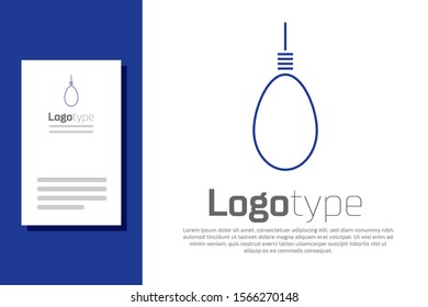 Blue Gallows rope loop hanging icon isolated on white background. Rope tied into noose. Suicide, hanging or lynching. Logo design template element. Vector Illustration