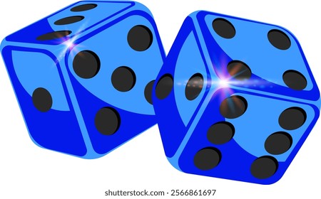 blue gambling dice without background