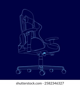 A blue game armchair outline. The chair is designed to be ergonomic and comfortable for long periods of sitting.