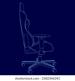 A blue game armchair outline. The chair is designed to be ergonomic and comfortable for long periods of sitting