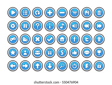 Blue Game Button Templates Pack Game Stock Vector (Royalty Free ...