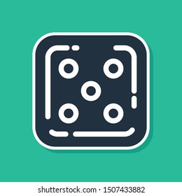 Blue Game dice icon isolated on green background. Casino gambling.  Vector Illustration