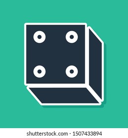 Blue Game dice icon isolated on green background. Casino gambling.  Vector Illustration