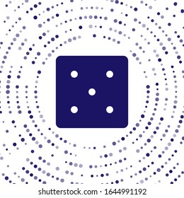 Icono de dados de Blue Game aislado en fondo blanco. Juegos de casino. Puntos aleatorios del círculo abstracto.  Ilustración vectorial