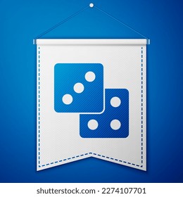 Blue Game Würfel Symbol einzeln auf blauem Hintergrund. Casino-Glücksspiel. Weiße Wannenschablone. Vektorgrafik