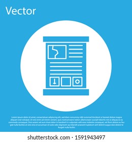 Blue Game guide icon isolated on blue background. User manual, instruction, guidebook, handbook. White circle button. Vector Illustration
