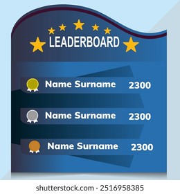 blue game leaderboard with abstract background vector