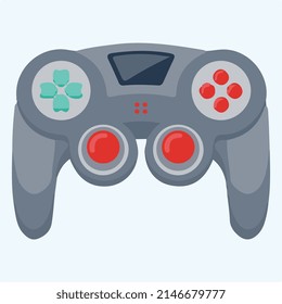 blaues Gamepad-Gerät mit roten Tasten, Vektorgrafik