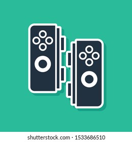 Blue Gamepad icon isolated on green background. Game controller.  Vector Illustration