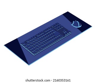 teclado de jugador azul y tecnología de ratón