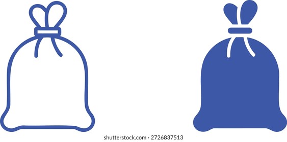 Contorno azul de la bolsa de basura y residuos de basura llenos