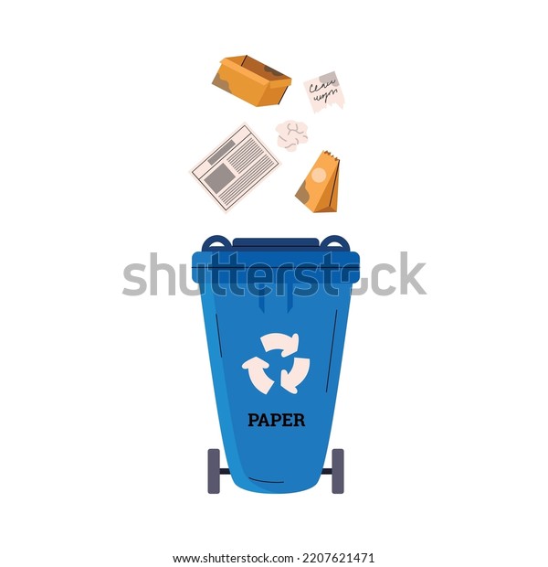 Blue Garbage Bin Recycle Symbol Collecting Stock Vector (Royalty Free ...