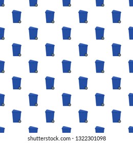 Blue garbage box pattern seamless vector repeat for any web design