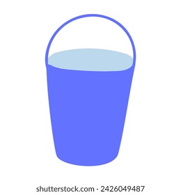 Cubo de jardín azul. Diseño plano. Icono aislado. Ilustración sobre fondo blanco.