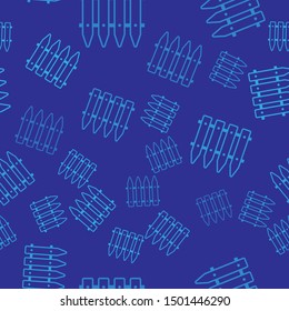 Blue Garden fence wooden icon isolated seamless pattern on blue background.  Vector Illustration