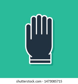 Blue Garden gloves icon isolated on green background. Rubber gauntlets sign. Farming hand protection, gloves safety.  Vector Illustration