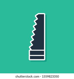 Blue Garden saw icon isolated on green background.  Vector Illustration