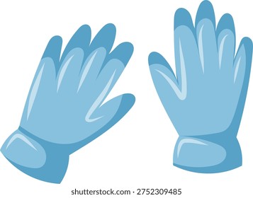 Blue gardening gloves isolated vector illustration for spring outdoor work