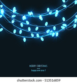  blue garland with glowing lights. 