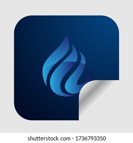 Blue gas drop logo icon or sticker