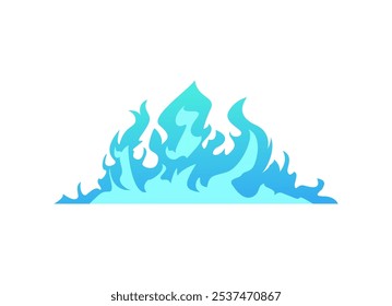 Efeito de borda de gás azul ou chama de fogo. Queimando fogueira azul pintada ou fogueira do acampamento. Cartoon sprite de fogo, queimador de gás, sinal de energia e conceito de energia. Ilustração plana vetorial isolada sobre fundo branco