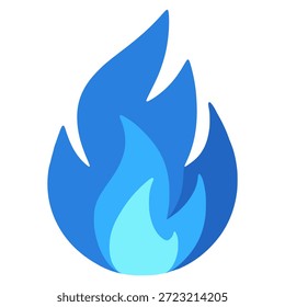 chama de gás azul fogo cor plana vetor ilustração modelo design