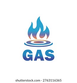 Blue Gas Flame Logo Vector Illustration, Blue fire logo, Gas Fire Icon Blue Fire