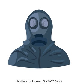 Blue gas mask biohazard suit look