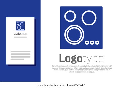 Blue Gas stove icon isolated on white background. Cooktop sign. Hob with four circle burners. Logo design template element. Vector Illustration