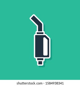 Blue Gasoline pump nozzle icon isolated on green background. Fuel pump petrol station. Refuel service sign. Gas station icon.  Vector Illustration