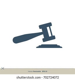 Blue Gavel Icon Vector Logo Template Illustration Design. Vector EPS 10.