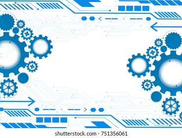 Blue gear abstract vector background with copy space
