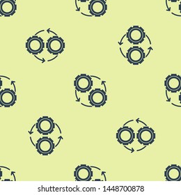 Blue Gear and arrows as workflow process concept icon isolated seamless pattern on white background. Gear reload sign. Vector Illustration Blue Gear and arrows as workflow process concept icon isolated seamless pattern on white background. Gear reload sign. Vector Illustration