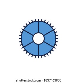 Blue Gear or Cog vector concept icon or logo element on white background